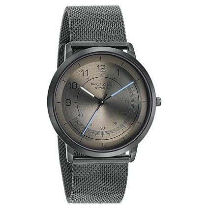 Buy sonata poze quartz analog grey dial metal strap watch for men