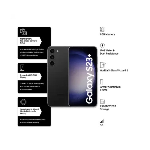 Buy samsung galaxy s23 plus 5g phantom black 256 gb 8 gb ram