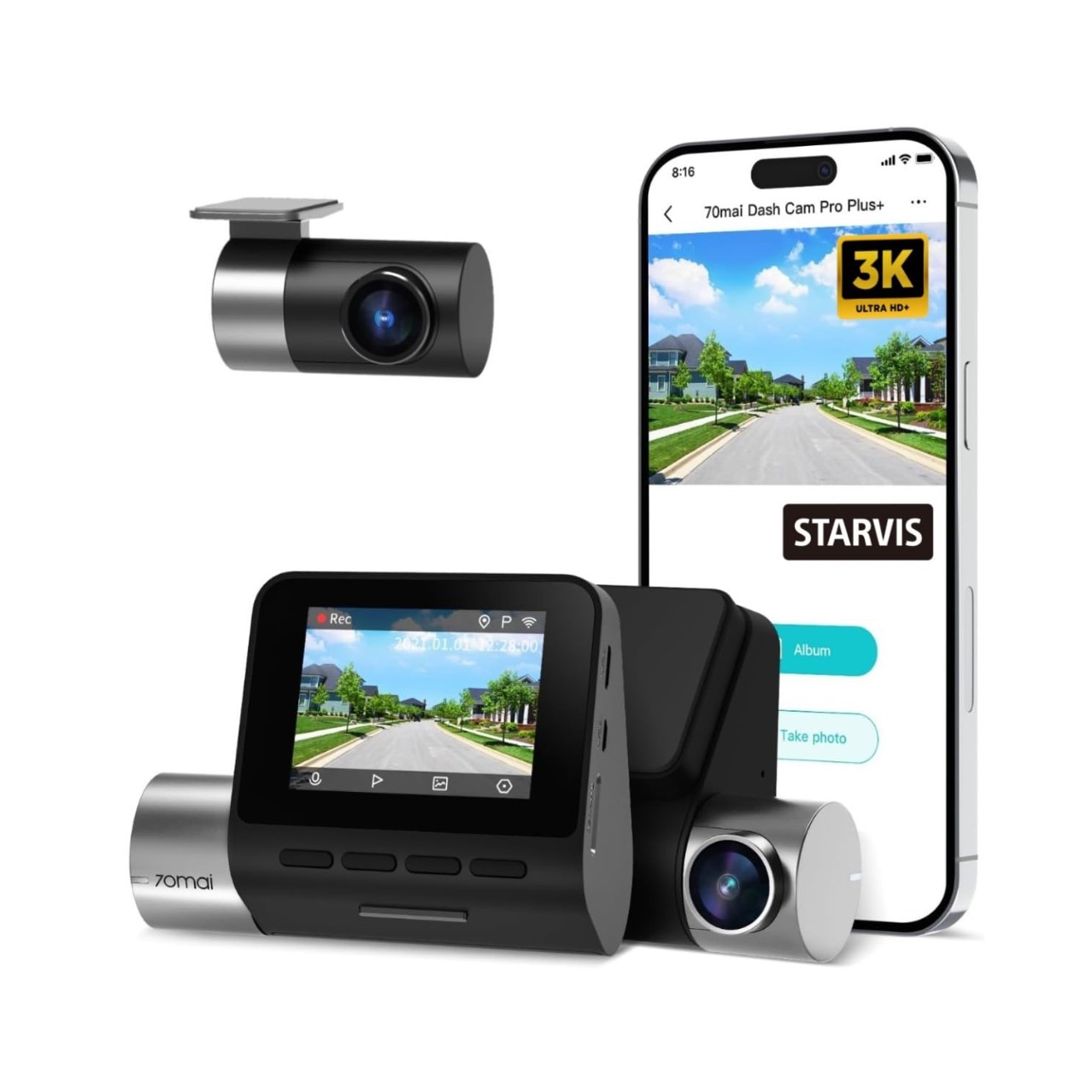 Buy 70mai pro plus a500s dual channel car dash cam - fliptwirls