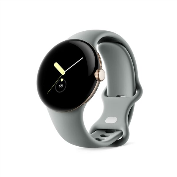 Google Pixel Watch - Android Smartwatch with Fitbit Activity Tracking - Heart Rate Tracking Watch - Champagne Gold Stainless Steel case with Hazel Active Band - WiFi