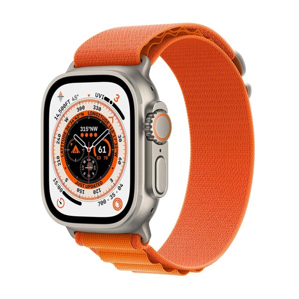 Apple Watch Ultra [GPS + Cellular 49 mm] smart watch w/Rugged Titanium Case & Orange Alpine Loop