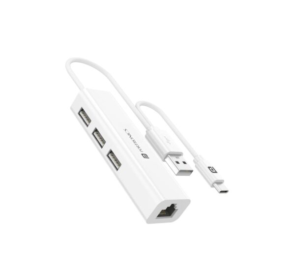Portronics Mport 60 USB C to Ethernet Adapter (4-in-1) (White)