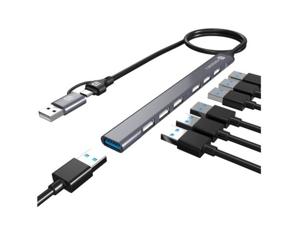 Portronics Mport 7 USB Hub (7-in-1) (Grey)