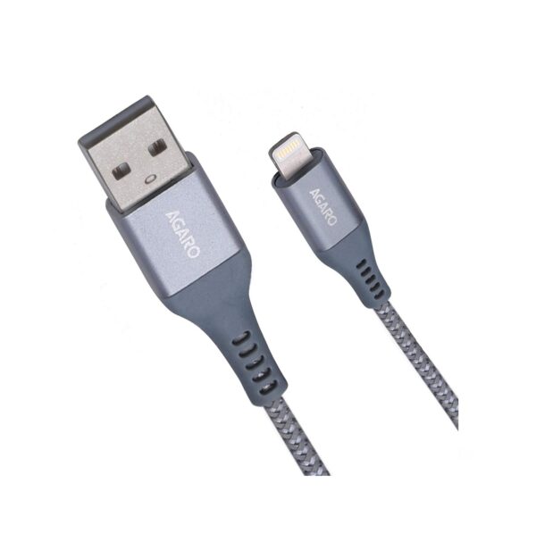 Agaro Blaze USBA to Lightning Nylon Braiding 1.2M Charging Adapter Cable - Grey