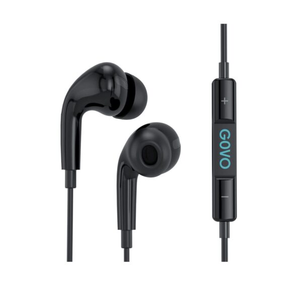 GOVO GOBASS 455 in Ear Wired Earphones with HD Mic for Calls (Platinum Black)