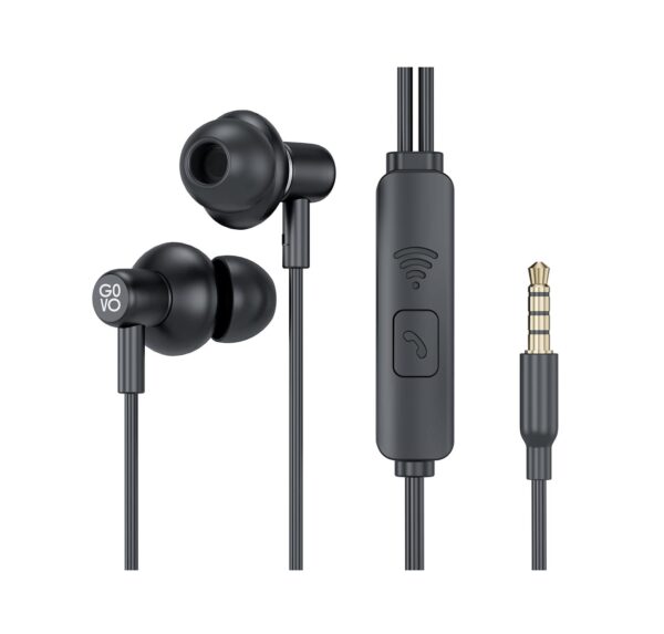 GOVO GOBASS 610 in Ear Wired Earphones with Mic for Calls (Platinum Black)