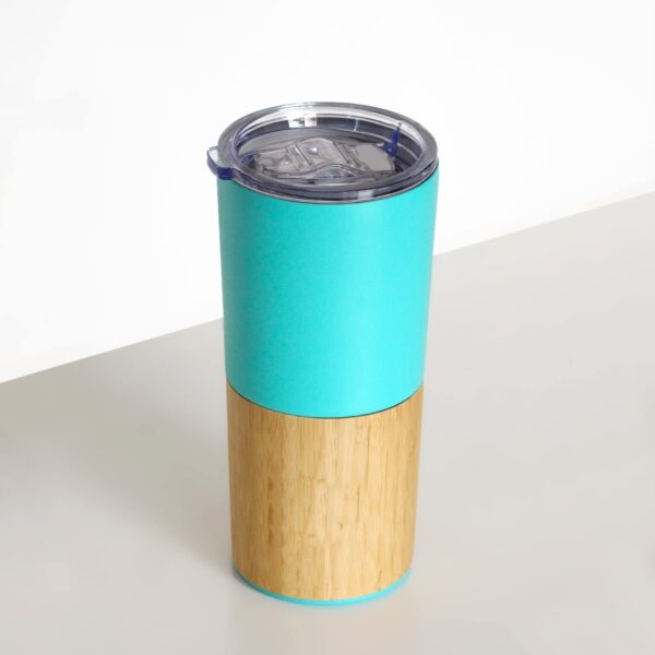 Bamboo Stainless Steel Travel Tumbler for Hot and Cold Coffee/Tea Tumbler Insulated (Sea Green)