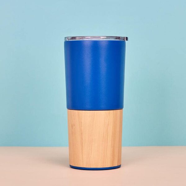Bamboo Stainless Steel Travel Tumbler for Hot and Cold Coffee/Tea Tumbler Insulated (Blue)