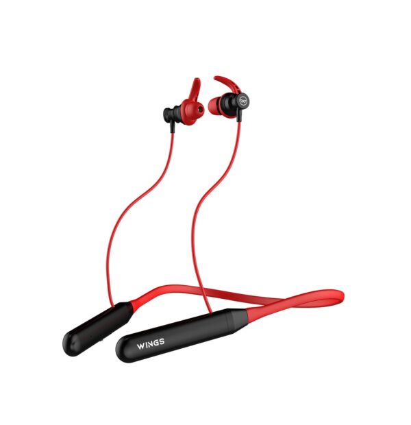 Wings Phantom 110 Neckband with ENC Mic,Dual Pairing, 20 hrs Playtime, Bluetooth 5.3 (Red)