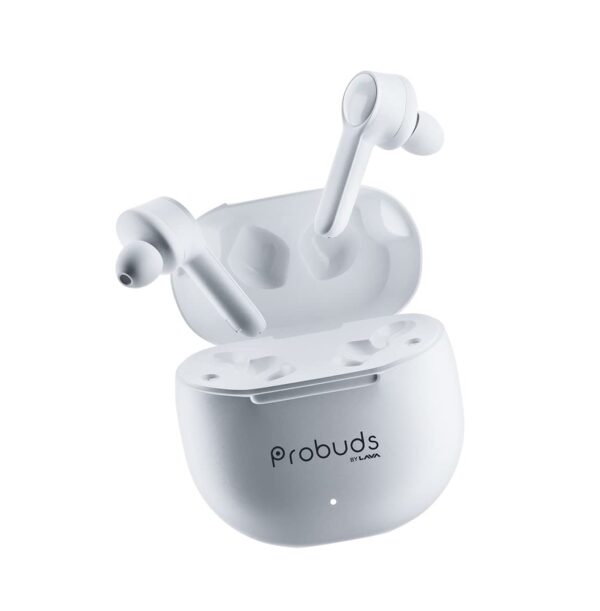 Lava Probuds 21 45 Hrs Playtime with 60Mah Bull Battery Touch Control Bluetooth Truly Wireless in Ear Earbuds (White)
