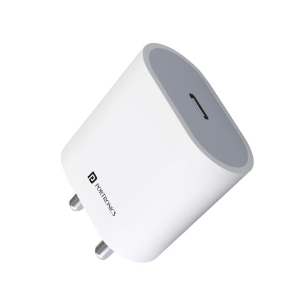 Portronics Adapto 20 Type C 20w Charger for Android  (White)
