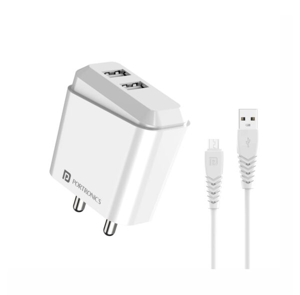 Portronics Adapto 42 M 2.4A Charger with Dual USB Port (White)