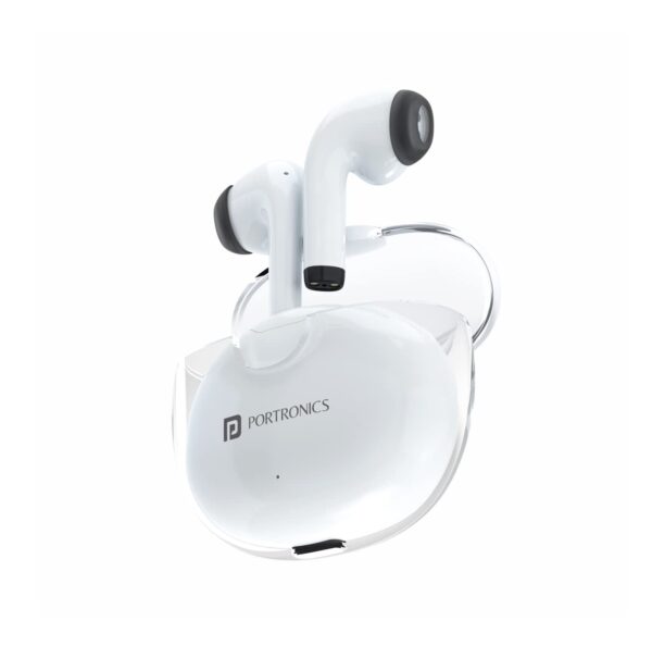 Portronics Harmonics Twins S4 Smart TWS Earbuds (White)