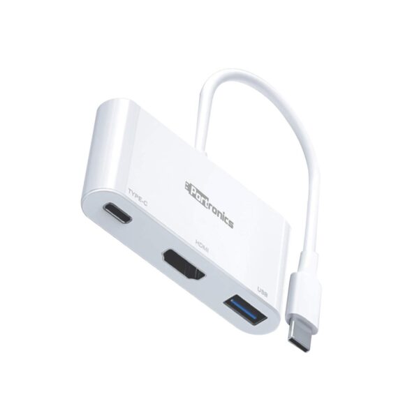 Portronics C-Konnect Type C to HDMI Adapter (3-in-1) (White)