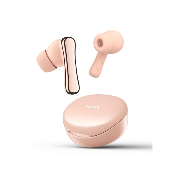 Mivi DuoPods A850 TWS with HDCalls Technology, 13mm Rich Bass Drivers,50Hrs Playtime Earbuds-Coral