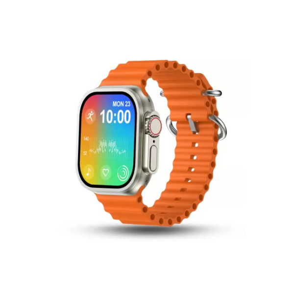 Pebble Cosmos Engage 1.95, BT Calling,Wireless Charging Smartwatch (Orange Strap, Free Size)