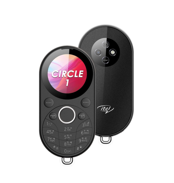 Itel Circle 1 Unique Design with Round Screen Mobile Phone, Black