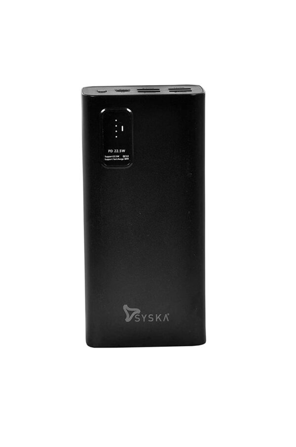 SYSKA 30000 mAh polymer Armour Power Bank, (22.5 W, Quick Charge), P-3002- Black