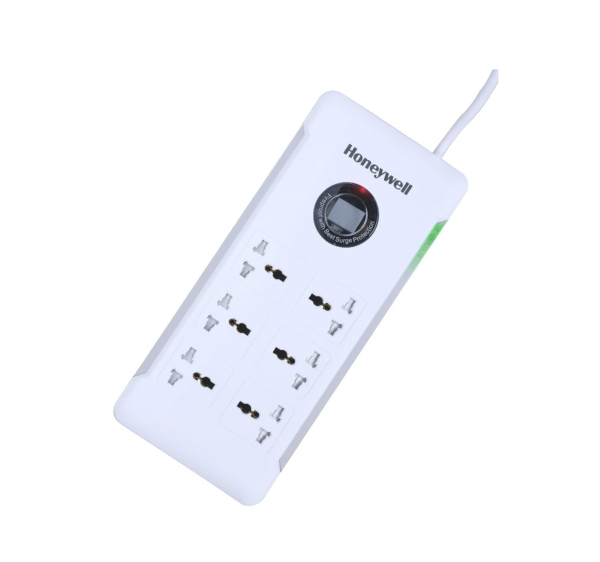 Honeywell Surge Protector, 6 Universal Sockets, 1.5 Mtr Cord, 36000Amp, Extension Board – White