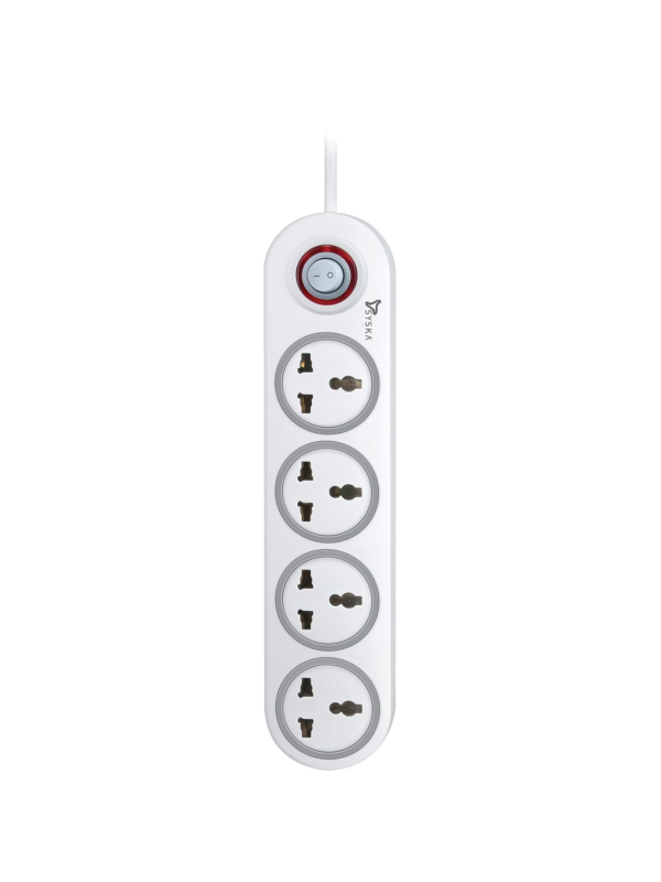 SYSKA EBS-0401A Plastic 240 Volts Essential 4-Socket Surge Protector with 2m Wire Length (White)