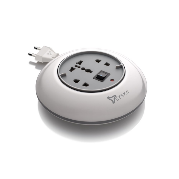 SYSKA PW-0301 Universal Sockets Power Wheel 1500 Watt, 240V and 4m Cord Length Extension Board (Grey and White)