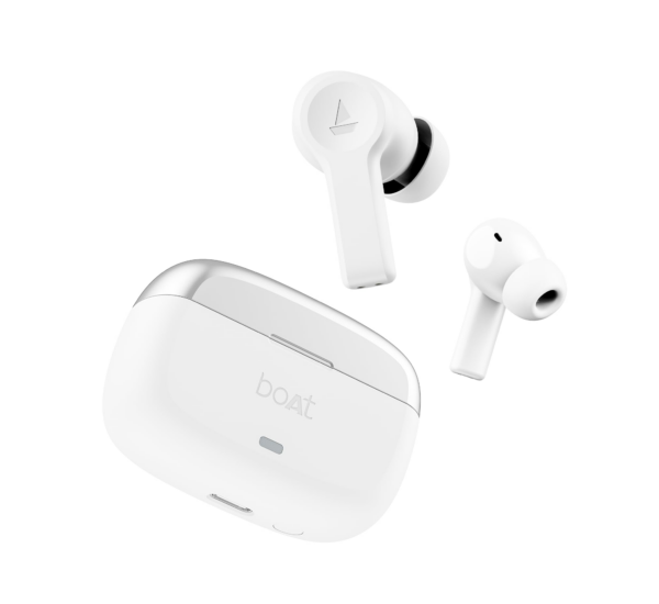 boAt Newly Launched Airdopes Flex 454 ANC TWS Earbuds with Smart Features, ANC, 60HRS Playback, Beast Mode (Zinc White)