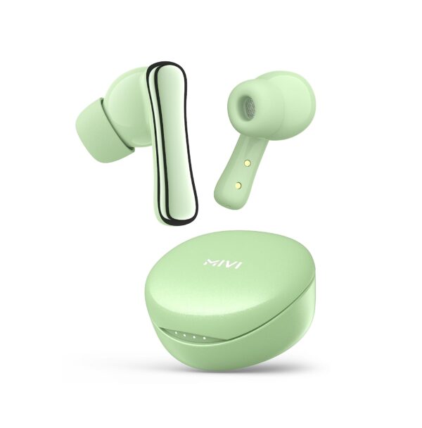 Mivi DuoPods A850 TWS with HDCalls Technology, 13mm Rich Bass Drivers,50Hrs Playtime Earbuds-Mint Green