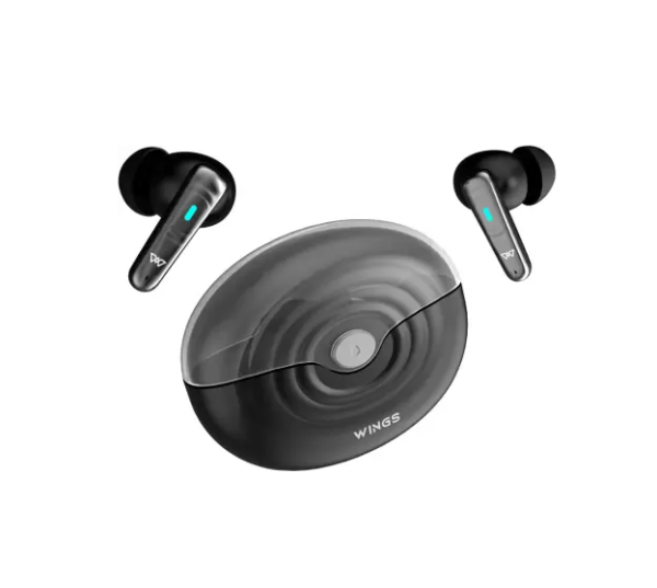 Wings Flobuds 200 Made In India Transparent Case Smart ENC Bluetooth Headset (Black, True Wireless)