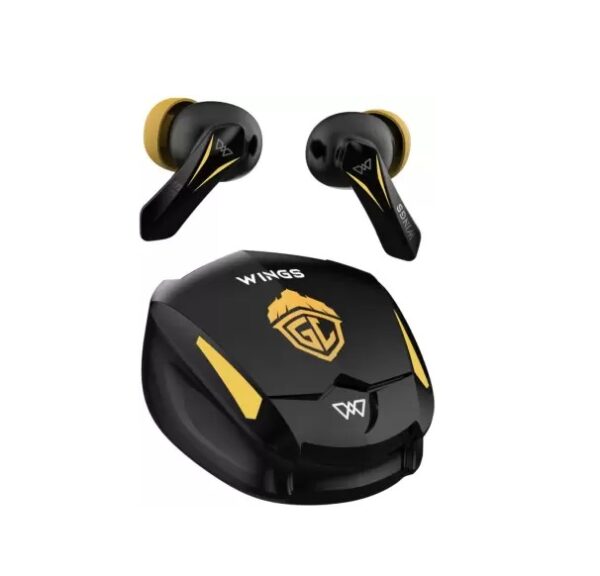 Wings Phantom 550 Godlike Bluetooth Headset (Black Yellow, True Wireless)