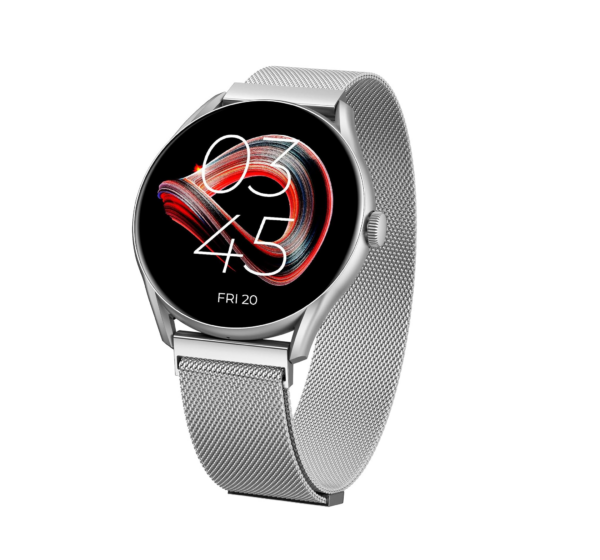 beatXP Vega 1.43″ (3.6 cm) Super AMOLED Display, One-Tap Bluetooth Calling Smart Watch (Silver Metal Magnetic)