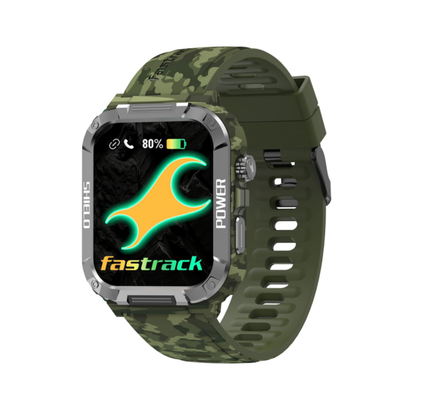 Fastrack Limitless Valor Rugged Smart Watch|Large 1.91″ Super UltraVU Display, Green Camo