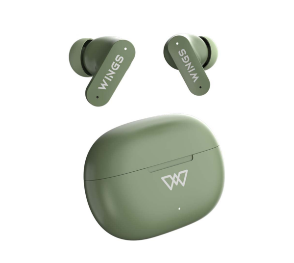 Wings Phantom 315 Wireless Earphones with 40 Hours of Battery Backup, Olive