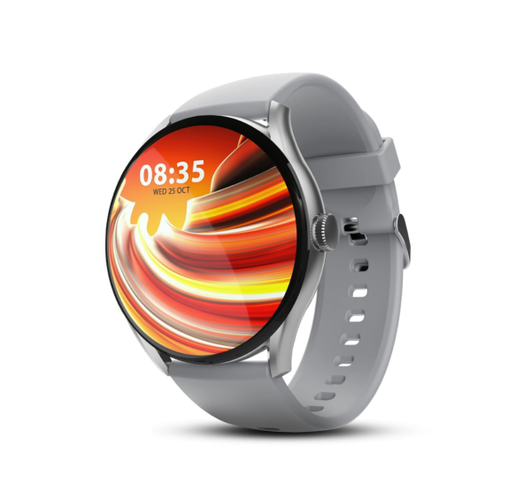 beatXP Vega 1.43″ (3.6 cm) Super AMOLED Display, One-Tap Bluetooth Calling Smart Watch (Silver Silicone)