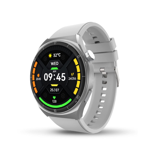 beatXP Vega X 1.43″ (3.6 cm) Super AMOLED Display, One-Tap Bluetooth Calling Smart Watch (Silver Silicon)