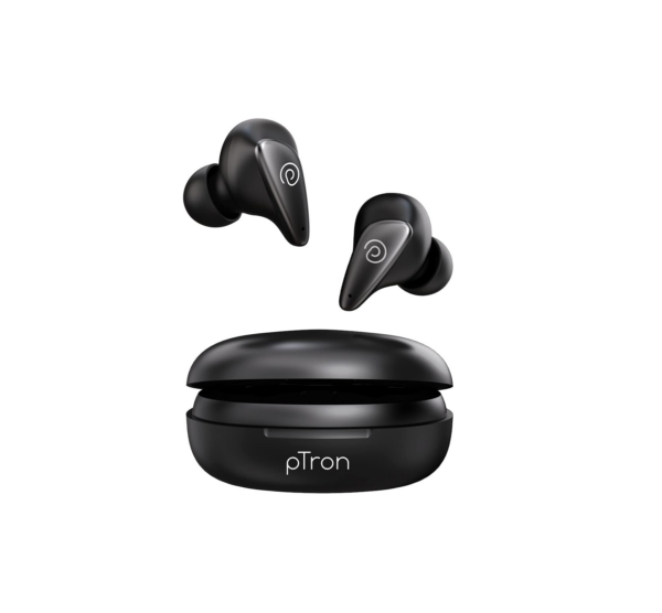 PTron Bassbuds Wave with TruTalk AI-ENC Calls, Movie/Music Modes, Deep Bass (Black)