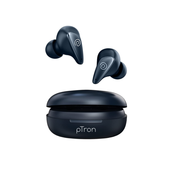 PTron Bassbuds Wave with TruTalk AI-ENC Calls, Movie/Music Modes, Deep Bass (Blue)
