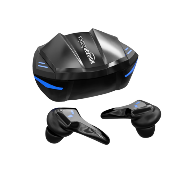 Amazon Basics True Wireless Gaming Mode in-Ear Earbuds, Up to 50ms Low Latency & Built-in Mic, 60H Playtime (Black)