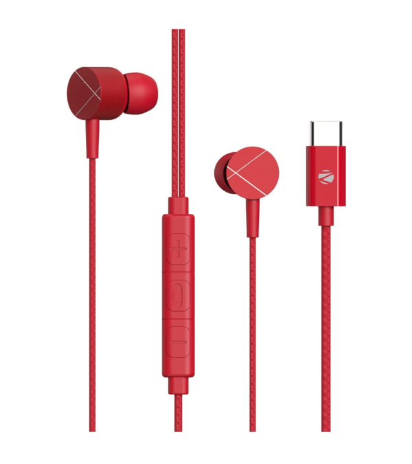 ZEBRONICS Zeb-Buds C2 in Ear Type C Wired Earphones with Mic (Red)