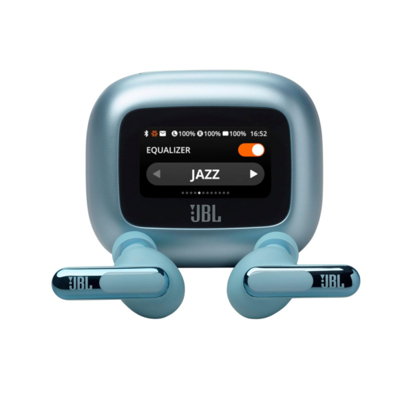 JBL New Launch Live Beam 3, Hi-Res Audio True ANC TWS, Smart Case with Touch Display, 48H Playtime (Blue)