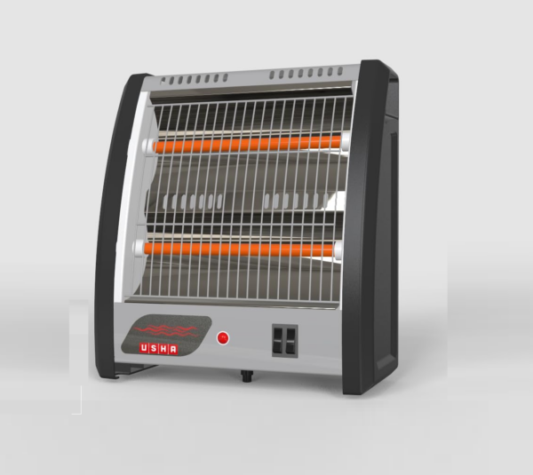Usha 2 Rod 800 Watt Quartz Heater with Low Power Consumption and Tip Over Protection (4302N, Grey)
