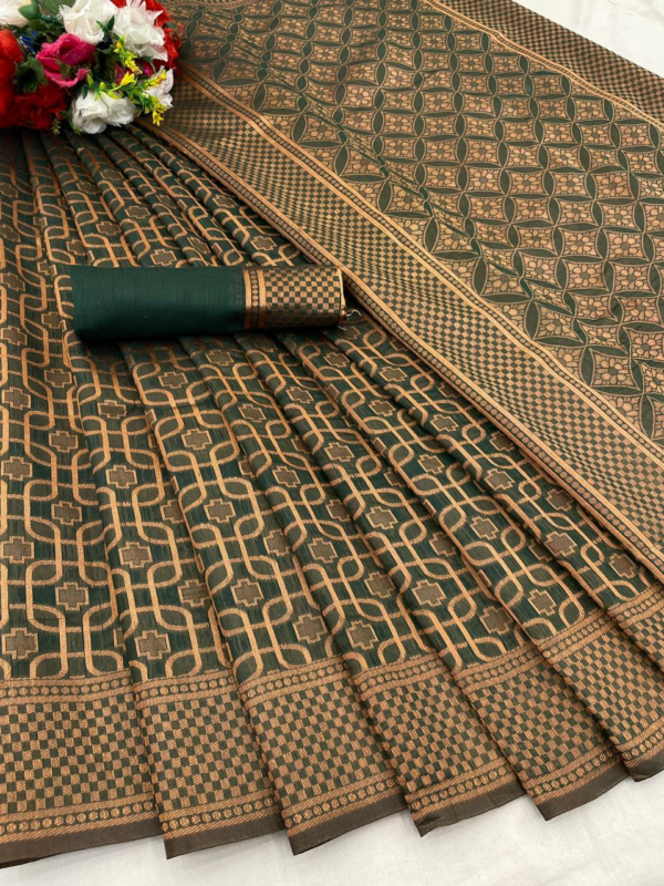 Beautiful Rich Pallu and Jacquard Border Work Soft Span Cotton Silk Saree (Green)