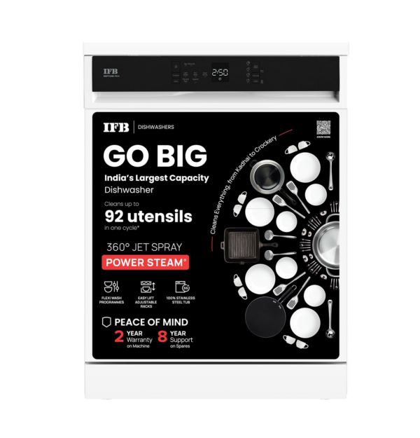 IFB 14 Place Settings 70 degree Hot wash Dishwasher (Neptune FX14, White, 360 Degree Spray Arm)