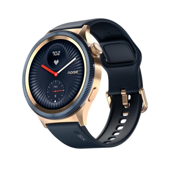 Noise Newly Launched Halo 2 Smart Watch 1st Ever Functional Rotating Dial (Axe-Cut Bezel), 1.43″ AMOLED (Gold Blue)