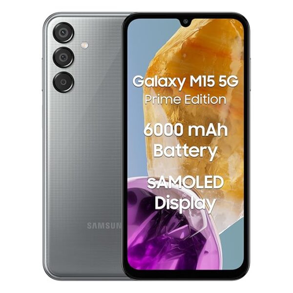 Samsung Galaxy M15 5G Prime Edition (Stone Grey,4GB RAM,128GB Storage)| Super AMOLED Display| 50MP Triple Cam| 6000mAh Battery|