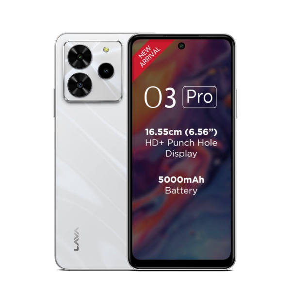 Lava O3 Pro (Glossy White, 4 GB RAM, 128 GB Storage)