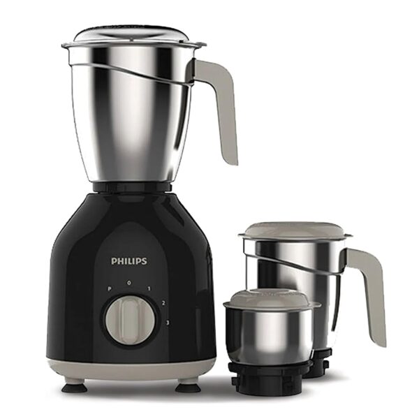 Philips 750 Watt Mixer Grinder, 3 Stainless Steel Multipurpose Jars with 3 Speed Control and Pulse function (Black)