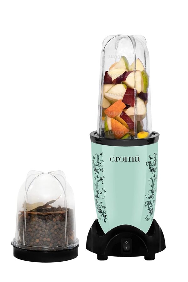 Croma Personal Blender with 450 W Copper Motor, 3 Multipurpose Jars (Teal Green)