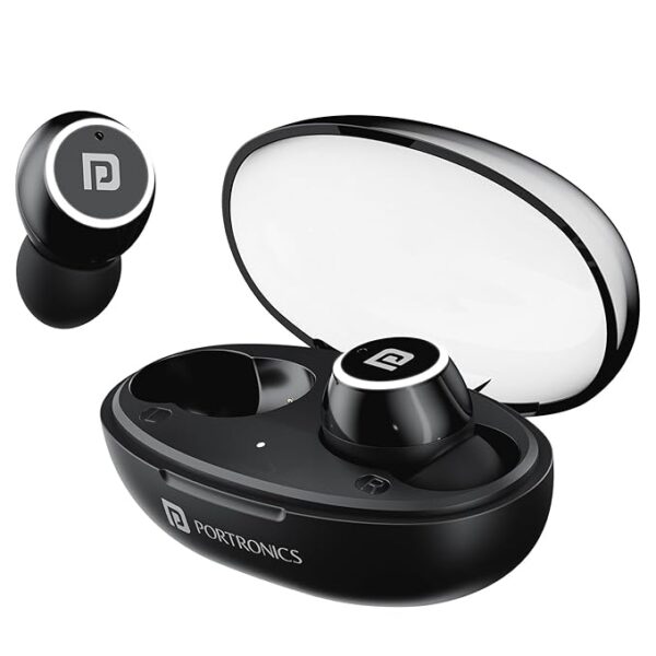 Portronics Harmonics Twins S13 in Ear True Wireless Earbuds with Mic, 24H Playtime (Black)