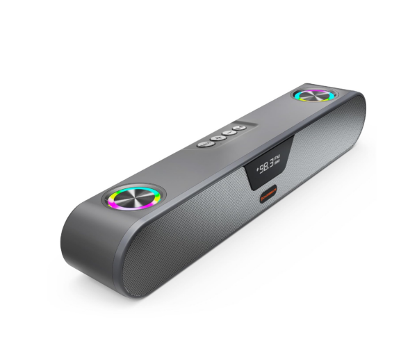 CrossBeats Blaze B24 Bluetooth Soundbar 24W, Gaming RGB Lights, AUX, Bluetooth, USB, FM & TWS, Grey