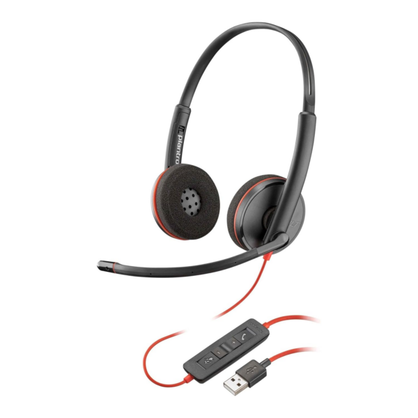 Plantronics Blackwire C3220 Stereo USB Wired Over Ear Headphones With Mic, Black
